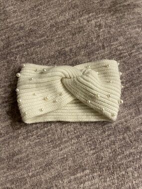 Women’s Pearl-Embellished Knit Headband - Cream